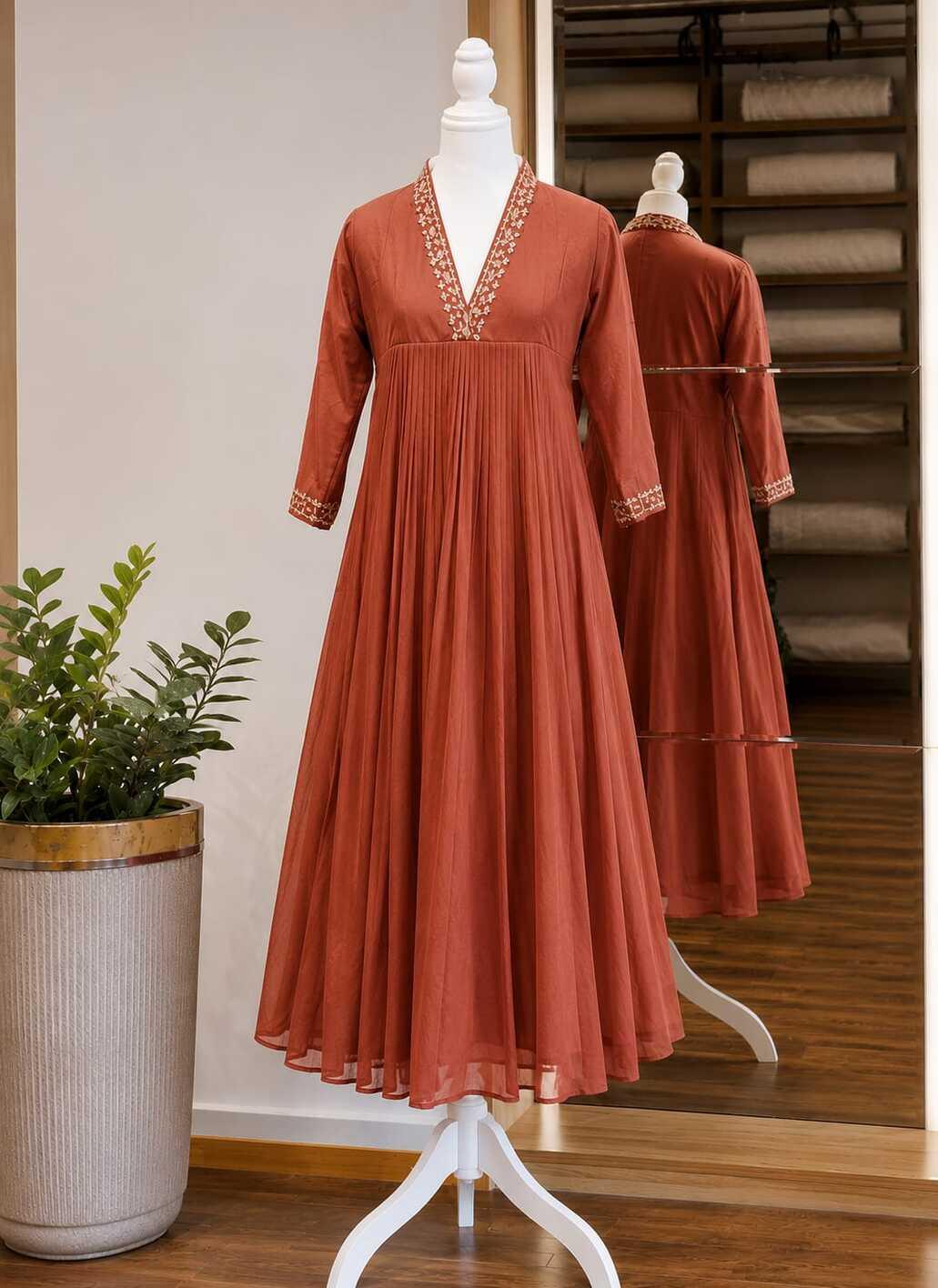 Elegant White Pleated Anarkali